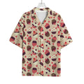 Vintage Cupcake Pattern Print Rayon Hawaiian Shirt