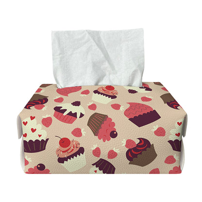 Vintage Cupcake Pattern Print Rectangle Tissue Box Cover