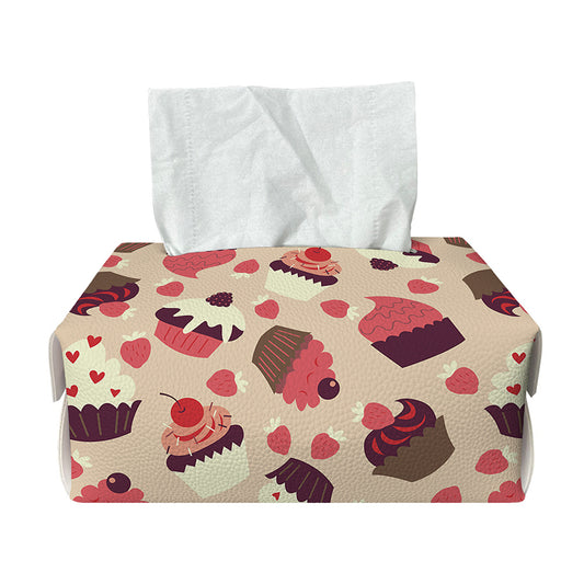 Vintage Cupcake Pattern Print Rectangle Tissue Box Cover