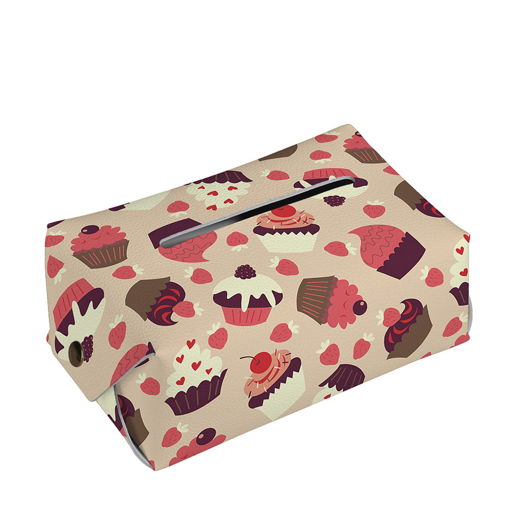 Vintage Cupcake Pattern Print Rectangle Tissue Box Cover