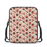 Vintage Cupcake Pattern Print Rectangular Crossbody Bag