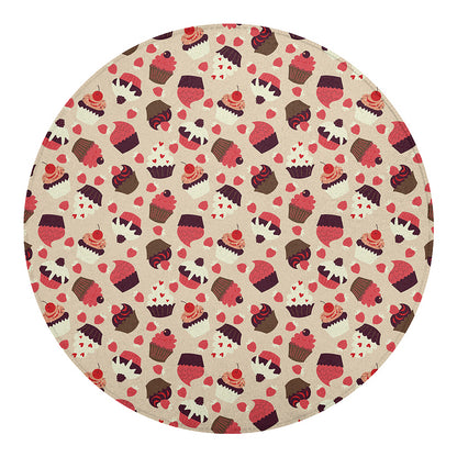 Vintage Cupcake Pattern Print Round Blanket