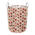 Vintage Cupcake Pattern Print Round Laundry Basket