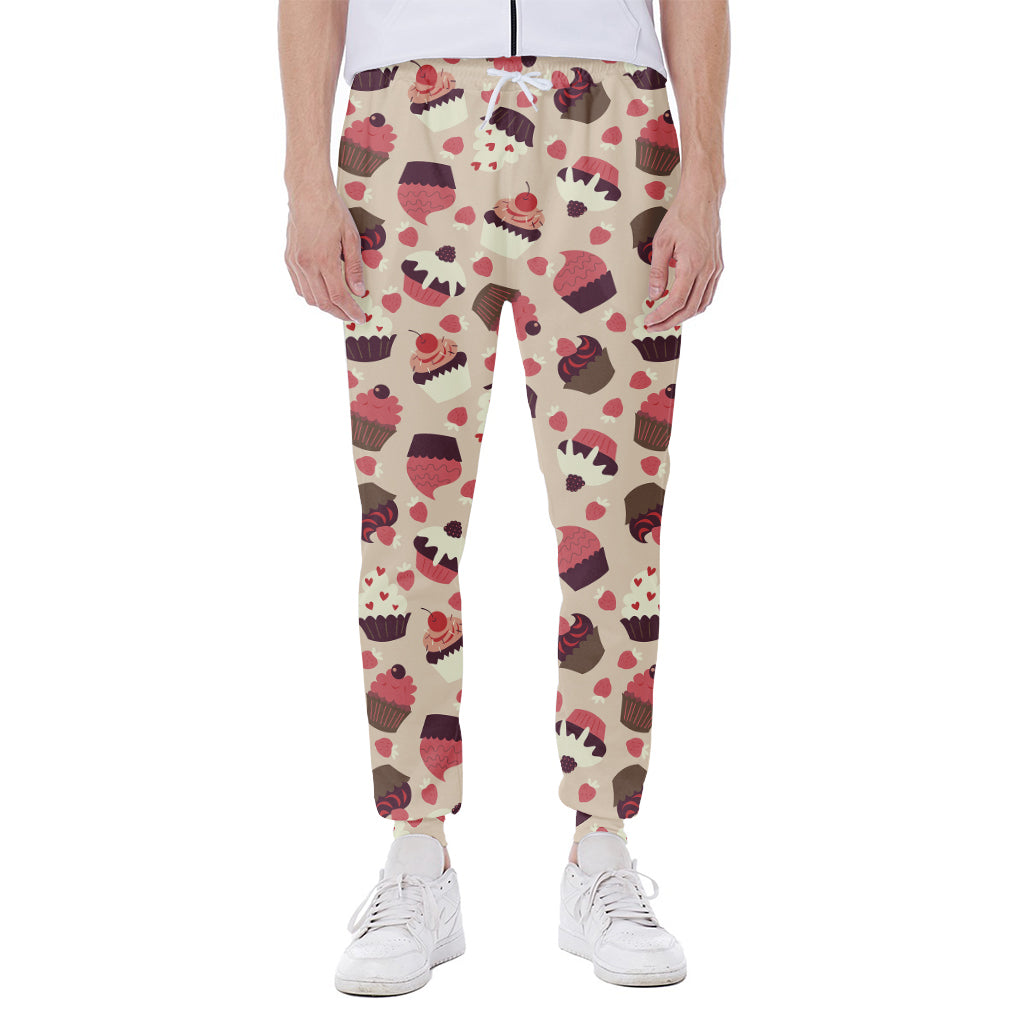 Vintage Cupcake Pattern Print Scuba Joggers