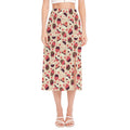 Vintage Cupcake Pattern Print Side Slit Midi Skirt