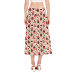 Vintage Cupcake Pattern Print Side Slit Midi Skirt
