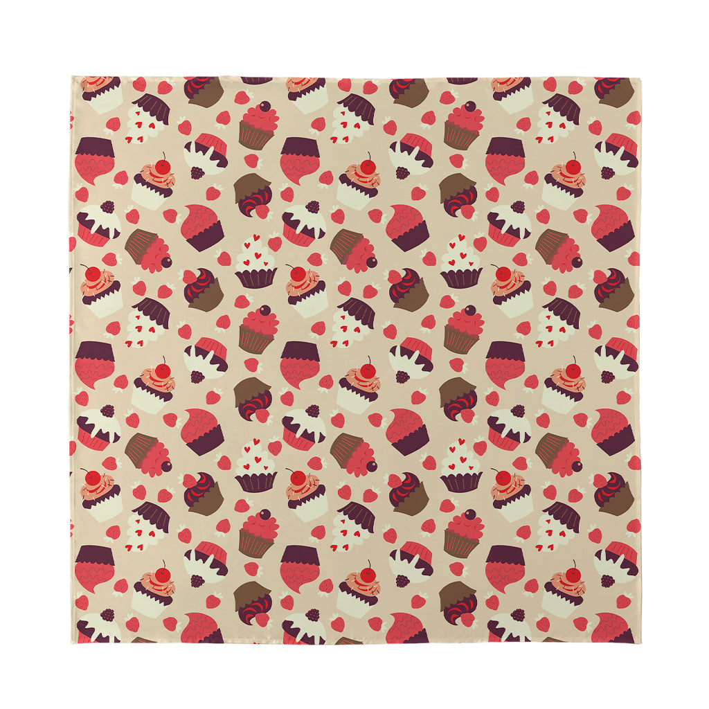 Vintage Cupcake Pattern Print Silk Bandana
