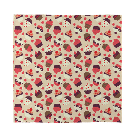 Vintage Cupcake Pattern Print Silk Bandana