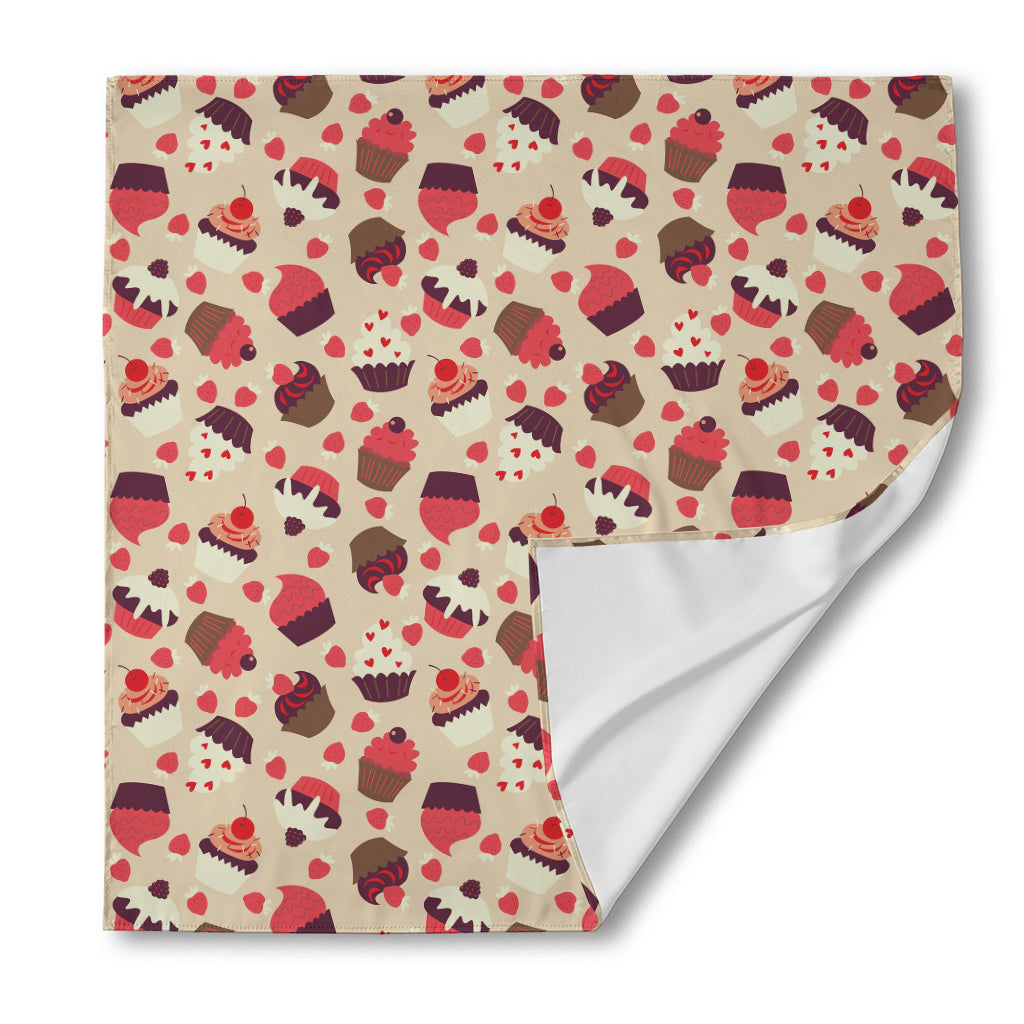 Vintage Cupcake Pattern Print Silk Bandana