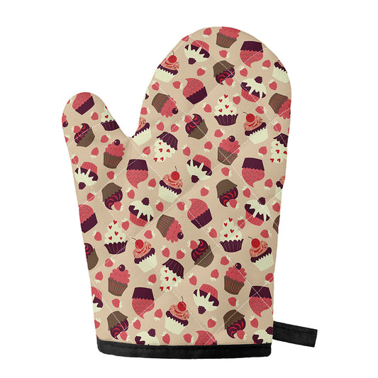 Vintage Cupcake Pattern Print Single Oven Mitt