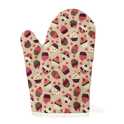 Vintage Cupcake Pattern Print Single Oven Mitt