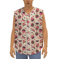 Vintage Cupcake Pattern Print Sleeveless Baseball Jersey