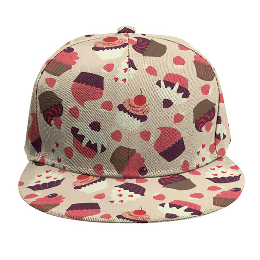 Vintage Cupcake Pattern Print Snapback Cap