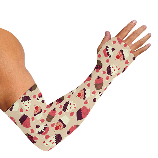 Vintage Cupcake Pattern Print Sun Protection Arm Sleeves