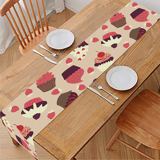 Vintage Cupcake Pattern Print Table Runner