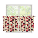 Vintage Cupcake Pattern Print Tier Curtains