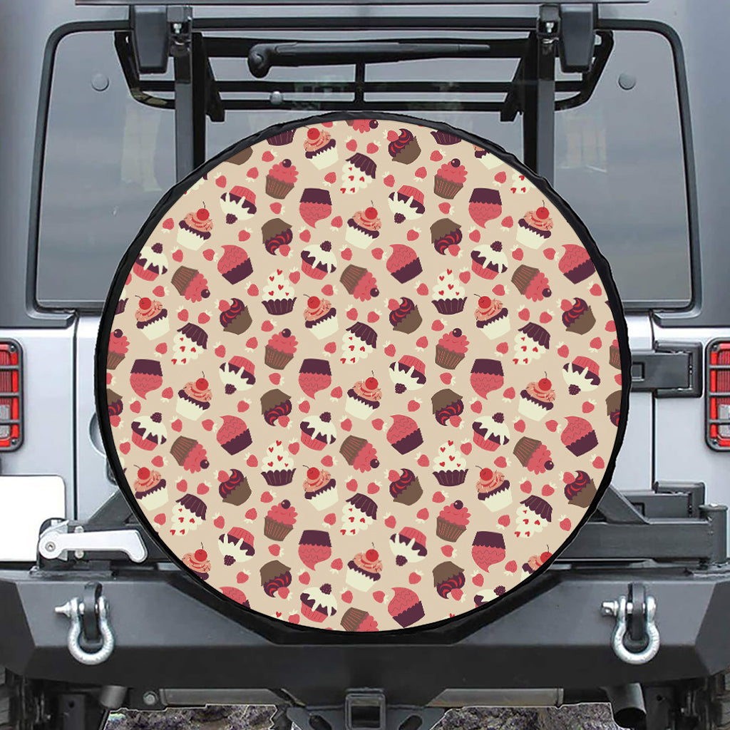 Vintage Cupcake Pattern Print Tire Cover