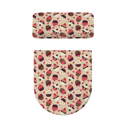 Vintage Cupcake Pattern Print Toilet Lid And Tank Cover Set