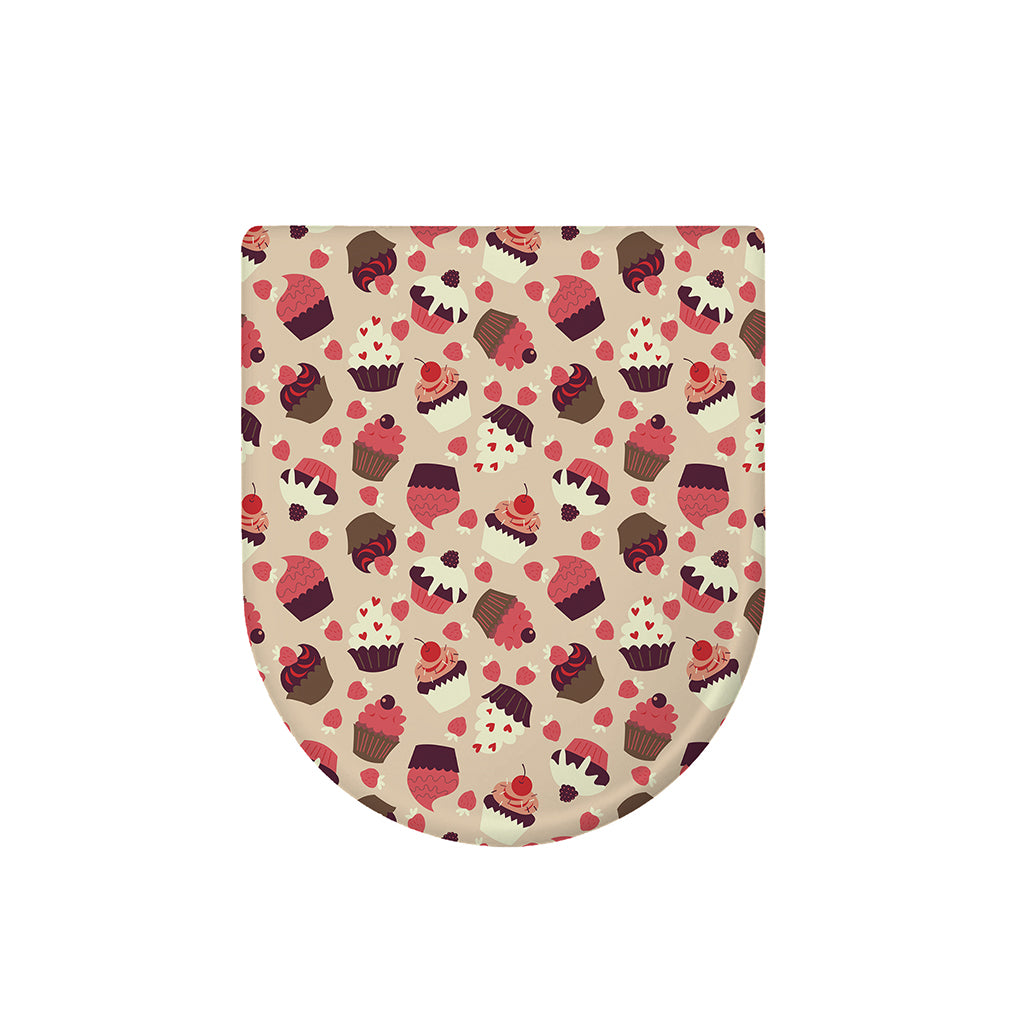 Vintage Cupcake Pattern Print Toilet Lid Cover