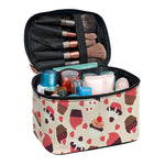 Vintage Cupcake Pattern Print Travel Makeup Bag