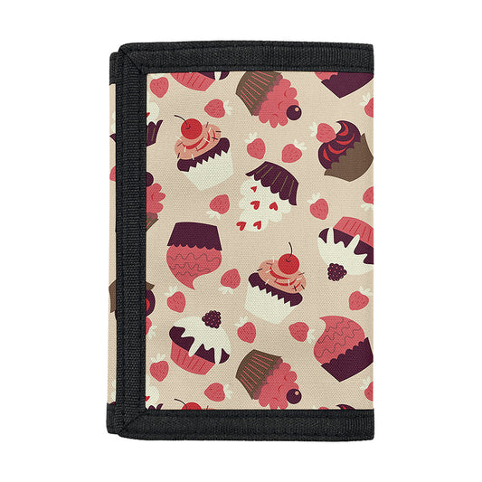 Vintage Cupcake Pattern Print Trifold Wallet