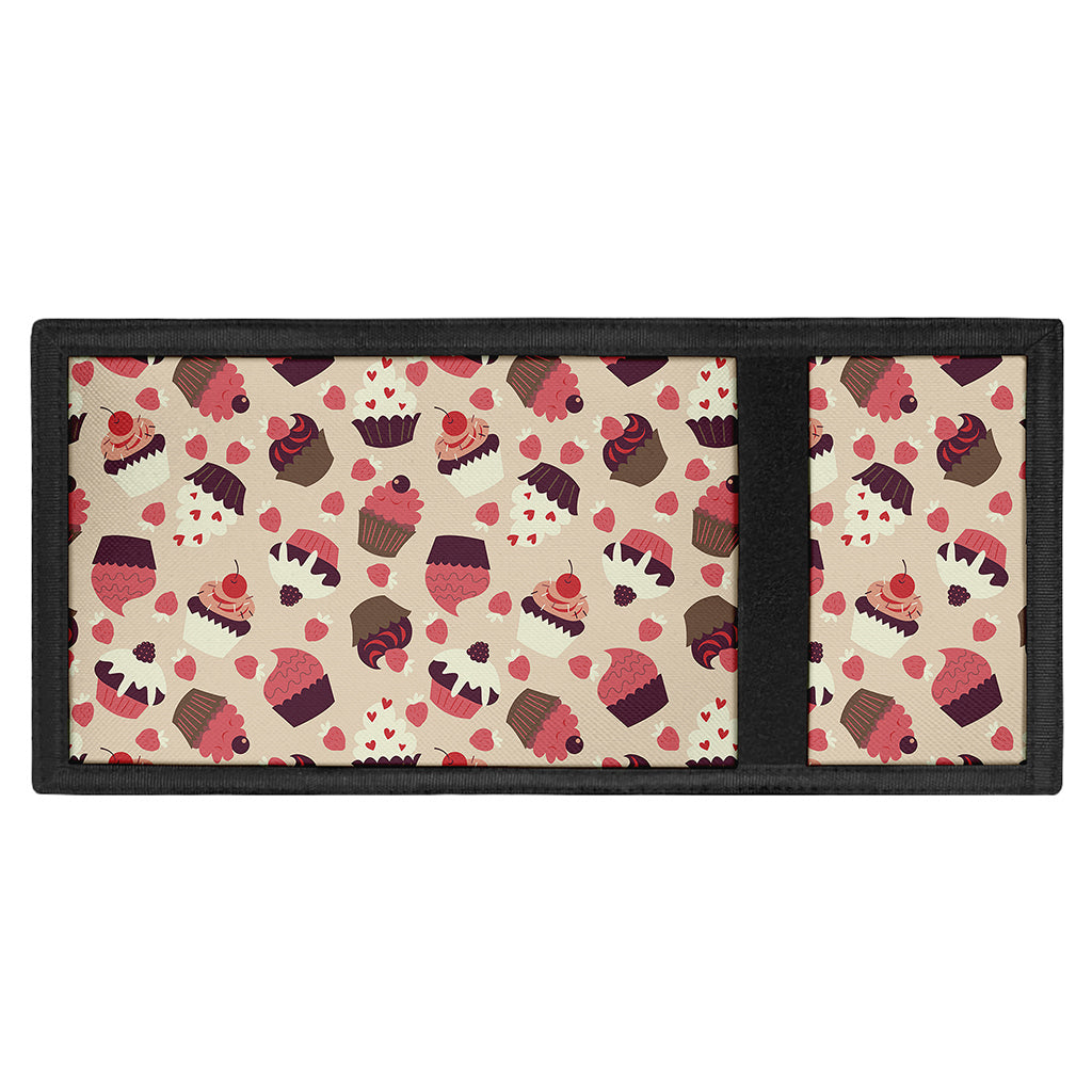 Vintage Cupcake Pattern Print Trifold Wallet
