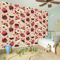 Vintage Cupcake Pattern Print Wall Sticker
