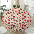 Vintage Cupcake Pattern Print Waterproof Round Tablecloth