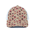 Vintage Cupcake Pattern Print White Mesh Trucker Hat