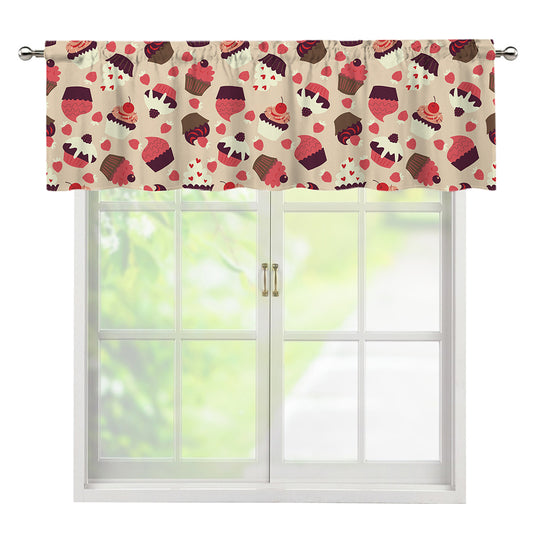 Vintage Cupcake Pattern Print Window Valance