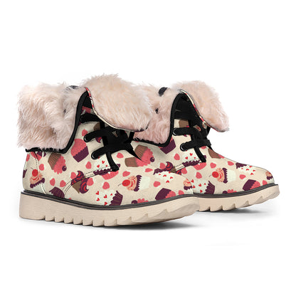 Vintage Cupcake Pattern Print Winter Boots