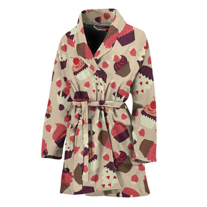 Vintage Cupcake Pattern Print Women's Bathrobe