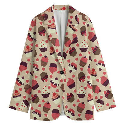 Vintage Cupcake Pattern Print Women's Blazer