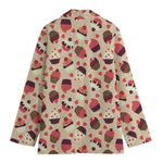 Vintage Cupcake Pattern Print Women's Blazer