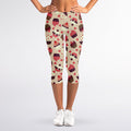 Vintage Cupcake Pattern Print Women's Capri Leggings