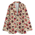 Vintage Cupcake Pattern Print Women's Cotton Blazer