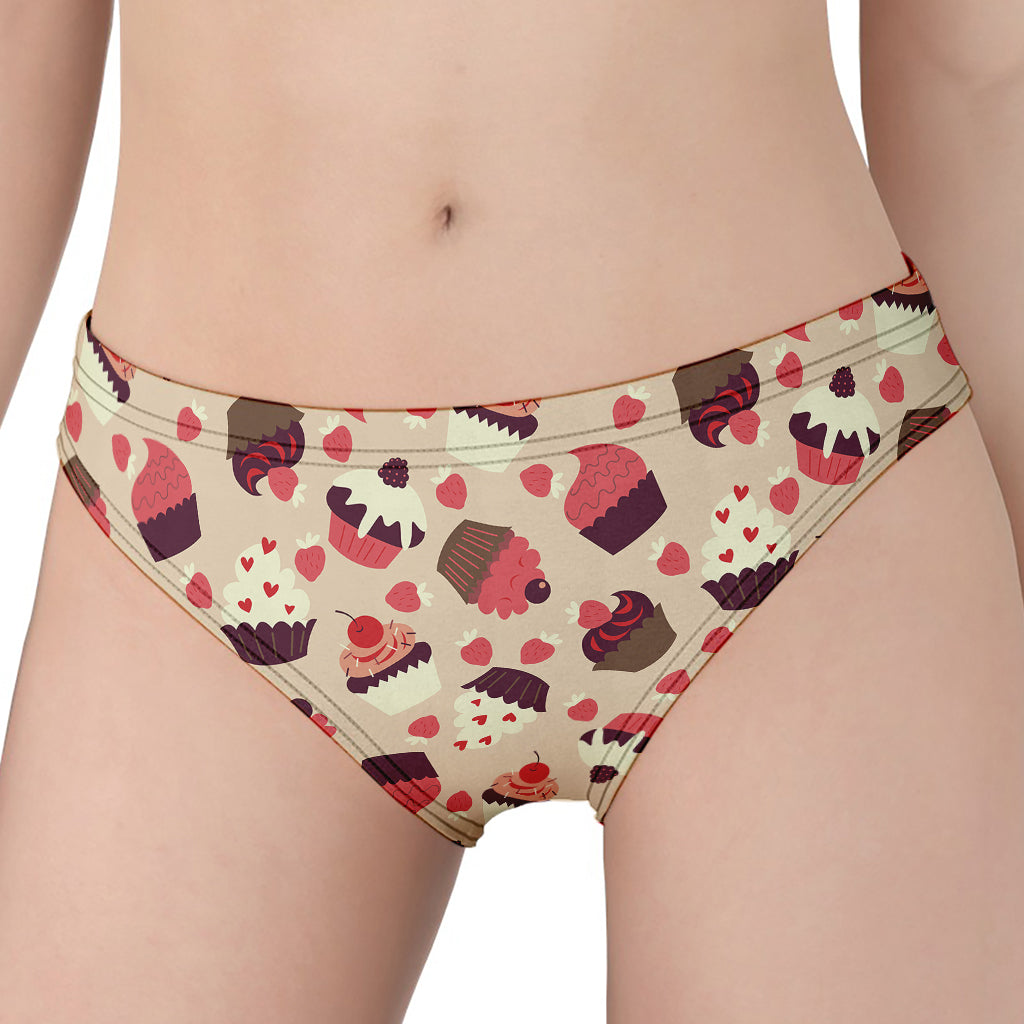 Vintage Cupcake Pattern Print Women's Panties