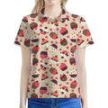 Vintage Cupcake Pattern Print Women's Polo Shirt