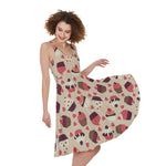 Vintage Cupcake Pattern Print Women's Sleeveless Dress