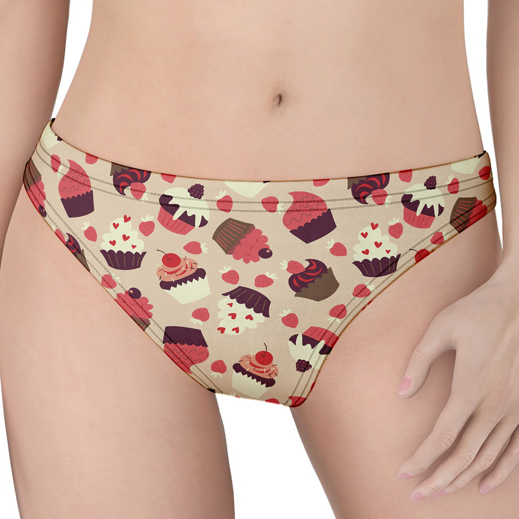 Vintage Cupcake Pattern Print Women's Thong