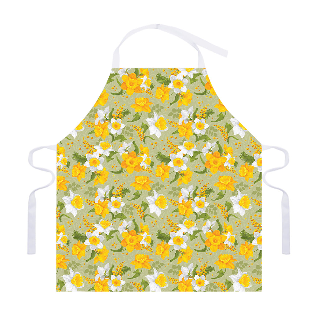 Vintage Daffodil Flower Pattern Print Adjustable Apron
