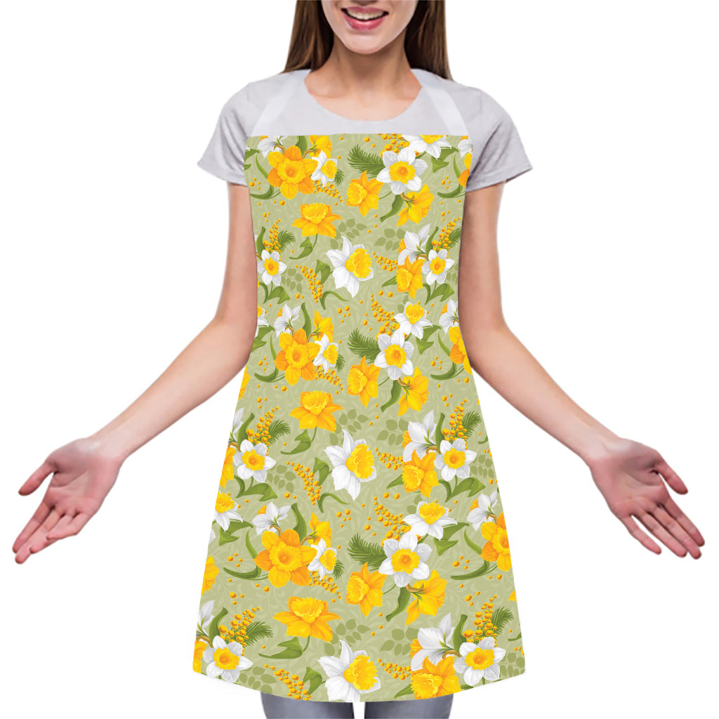 Vintage Daffodil Flower Pattern Print Adjustable Apron
