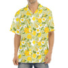 Vintage Daffodil Flower Pattern Print Aloha Shirt