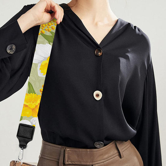 Vintage Daffodil Flower Pattern Print Bag Strap