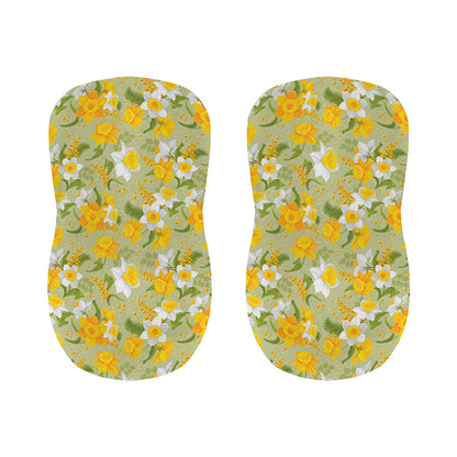 Vintage Daffodil Flower Pattern Print Bar Stool Covers