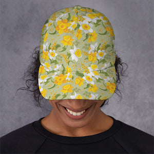 Vintage Daffodil Flower Pattern Print Baseball Cap