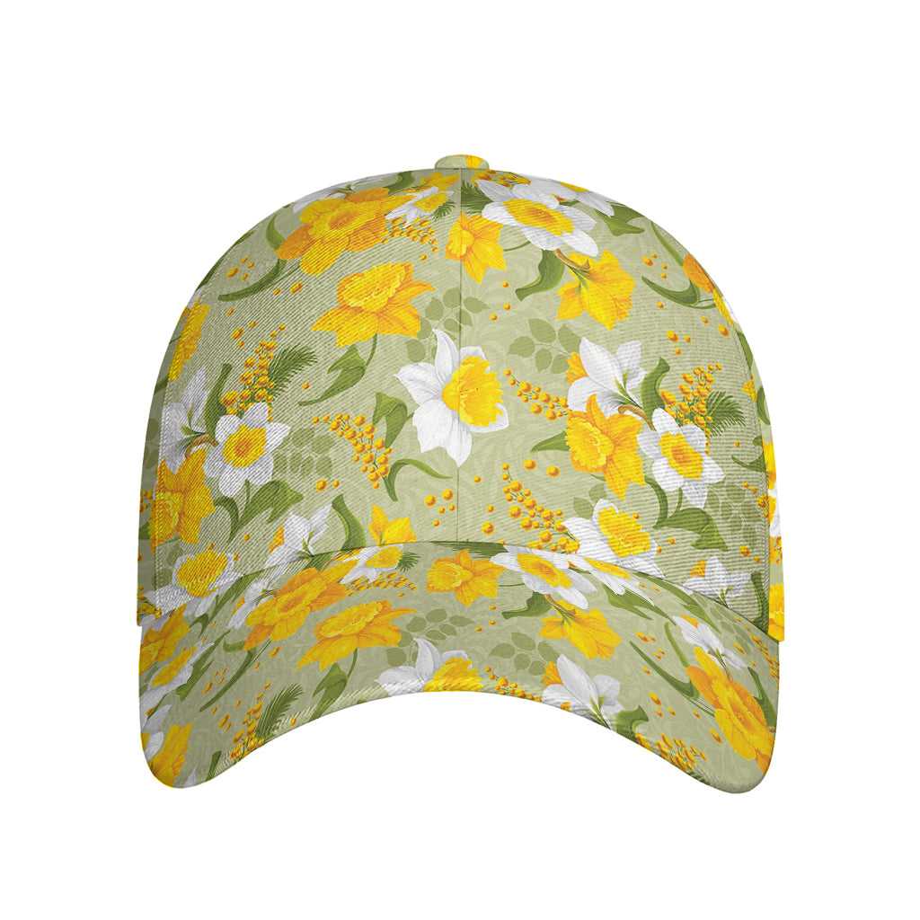 Vintage Daffodil Flower Pattern Print Baseball Cap