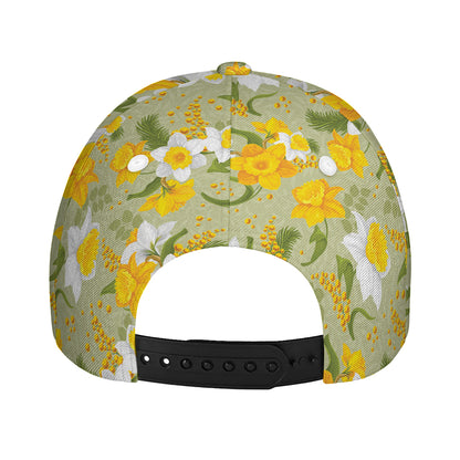 Vintage Daffodil Flower Pattern Print Baseball Cap