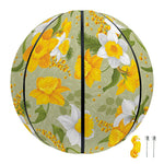 Vintage Daffodil Flower Pattern Print Basketball