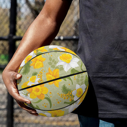 Vintage Daffodil Flower Pattern Print Basketball